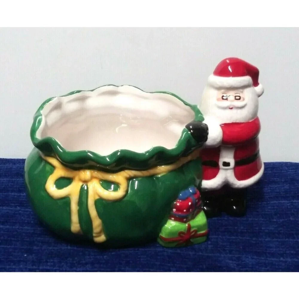 Santa with Gift Bag Candy Dish 9